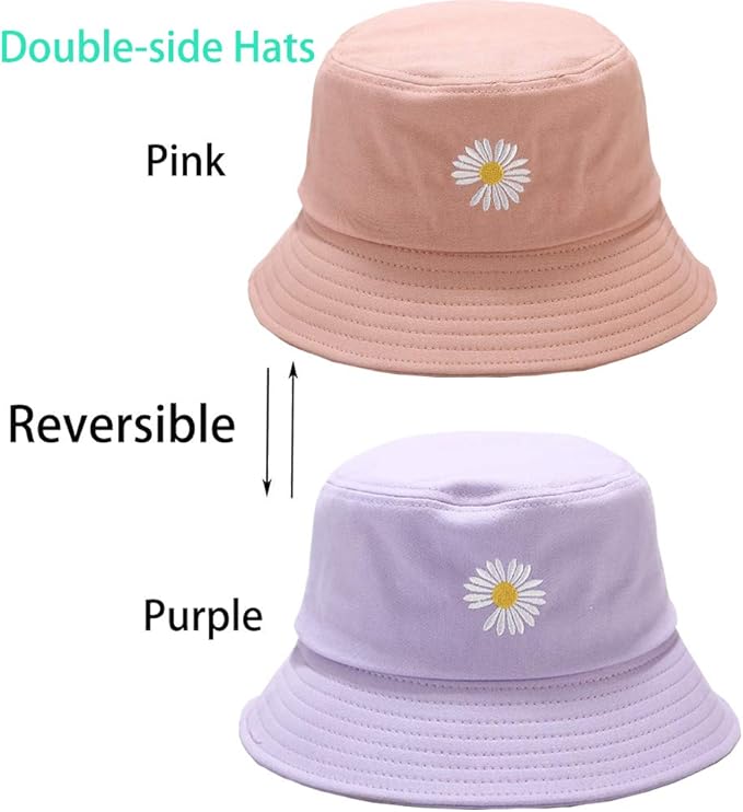 Sun Hat for Women Bucket Hat Cotton Reversible Summer Travel Beach Fishing Cap