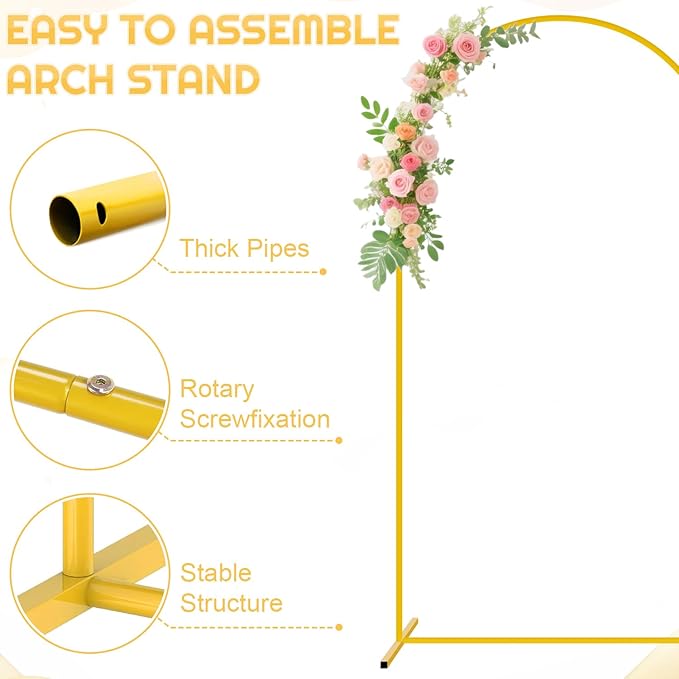 FUHSY Wedding Backdrop Arch Stand with Beige Arch Cover 7.2FT Metal Arch Backdrops Stand and Cover Set Balloon Backdrop Arches for Wedding Ceremony Graduation Bridal Baby Shower Event Decorations