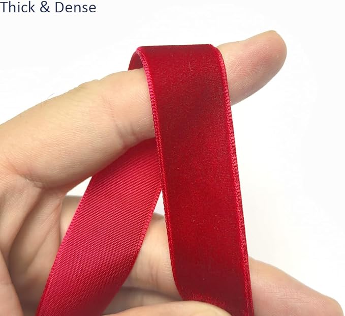 Chenkou Craft Christmas Red 25 Yards 3/4" Velvet Ribbon Lots Bulk (Red, 3/4"(20mm))