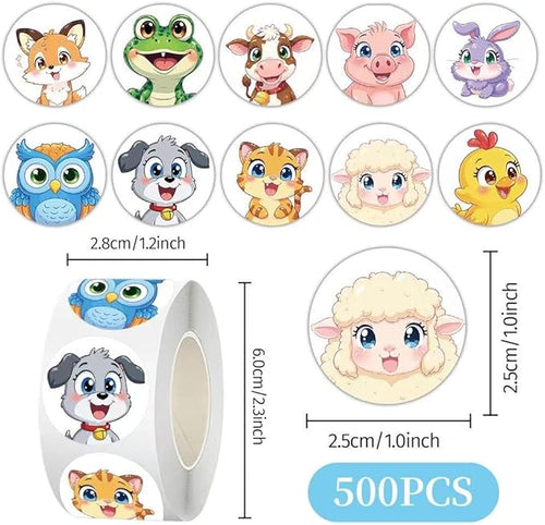1000 Pcs Cute Animal Stickers for Kids Boys and Girls.Waterproof Vinyl Sticker Packs for Water Bottles Phone Case Laptop Book.2 Roll 1 Inch Kawaii Stickers Bulk Gift for Birthday Party Favors