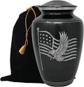 MEMORIALS 4U Custom Engraved Cremation Urn - Handcrafted Urn for Human Ashes - Affordable Urn for Ashes with Velvet Bag (American Honor & Glory)