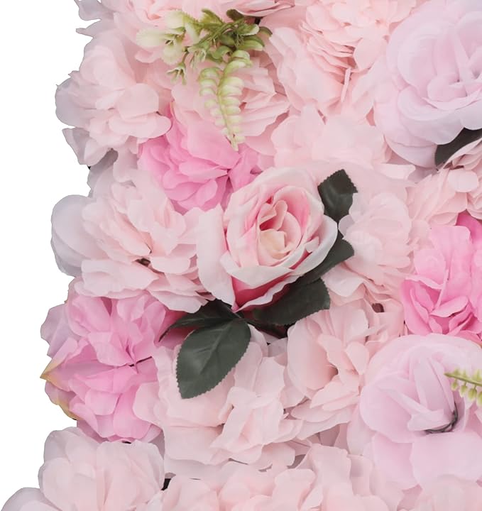 Gdrasuya10 12pcs Realistic Flower Wall Background Artificial Flowers Wall Backdrop Panel 3D Silk Rose Fake Flower Wall Panel Banquet Wedding Party Decor, Photography Background 60 x 40 cm