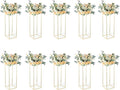 Gold Wedding Flower Stand,Metal Flower Vase,Wedding Centerpieces for Tables Home Birthday Party Event Decoration(10pcs 31.5inch)