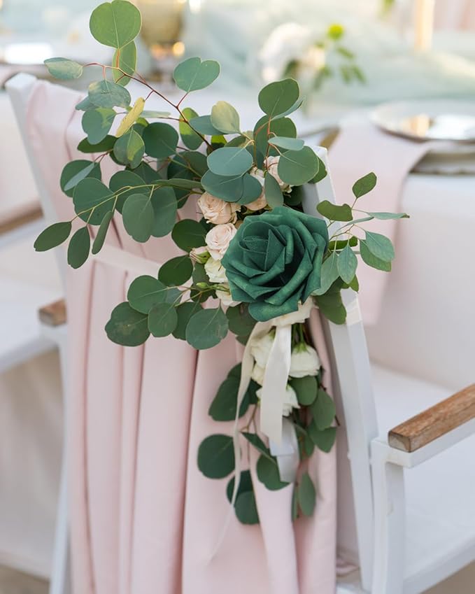 50Pcs Peacock Green Artificial Flowers Realistic Roses, Real Looking Fake Roses with Stem for DIY Wedding Bouquets Centerpieces Bridal Shower Party Home Romantic Decorations (Peacock Green, 50pcs)