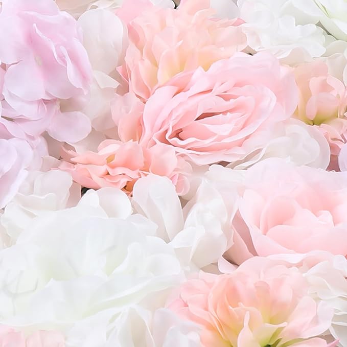 20 PCS Artificial Flower Wall Panel,Each Panel 24" x 16"3D Silk Rose Hydrangea Floral Backdrop,Handmade Eco-Friendly Flower Wall Photo Backdrop Decor (type4)
