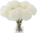 12 Pcs Artificial Chrysanthemums Flowers Silk Ball White Flowers Fake Mums Spring Flowers for Valentine‘s Day Wedding Home Decor (12, White)