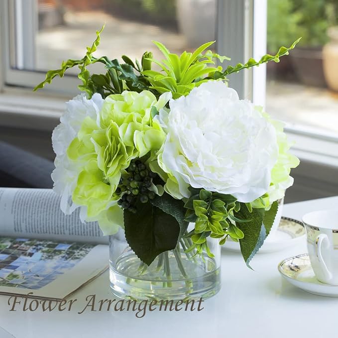 Enova Floral Set of 4 Clear Cylinder Glass Vase, 5W x 5H Inches Round Flowers Vase, Pillar Candle Floating Candle Holders, Floral Glass Vase for Home Office Decor, Wedding Centerpiece