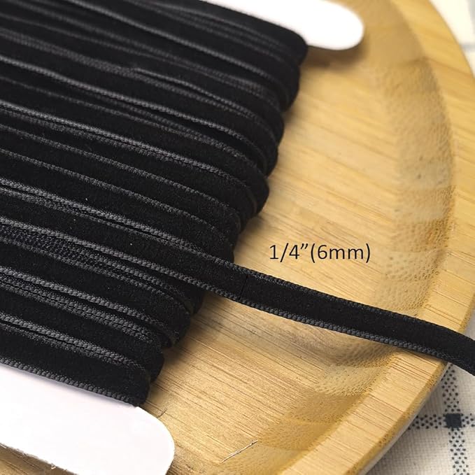 Chenkou Craft Black 25 Yards 1/4" Velvet Ribbon Bulk (Black, 1/4"(6mm))