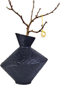Unique Handmade Cast Iron Vase for Dried Flowers or Pampas Grass, 8.86" H Heavy and Durable Wabi Sabi Vases, Handicraft, Matte Black Vase for Modern, Rustic and Farmhouse Decor