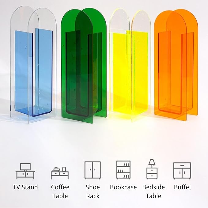 Acrylic Vase for Home Decor, Full-Transparent Pine Green Arch Centerpiece Vase, Modern Decorative Acrylic Flower Vase for Table Décor, Minimalist Wedding or Party Display (Green)