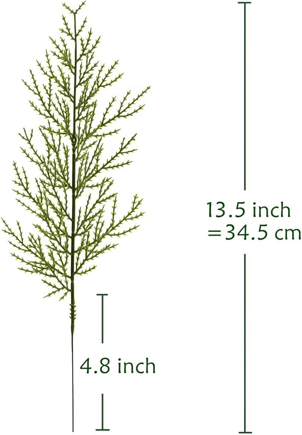 Artificial Pine Branches Faux Cedar Stems 20 Pcs, Fake Leaves Greenery Plants Pine Needles Picks Evergreen DIY Garland Wreath Arrangement Indoor Outdoor Garden Decor Home Wedding Christmas Decoration