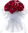 Ochine Bride & Bridesmaid Bouquets for Wedding, Wedding Bouquets for Bride Bridesmaid, Silk Bride Bridesmaid Hand Holding Flower Bouquet for Valentines Day Decor Wedding Party Supplies Home Decor