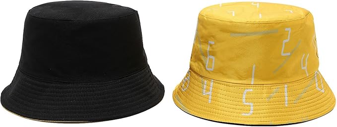 Mashiaoyi Unisex Print Double-Side-Wear Reversible Bucket Hat