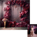 Kate 8x8ft Pink Red Rose Flowers Decoration Photography Backdrops Modern Interior European Style Wall Photo Background Wedding Portrait Backdrop Shooting