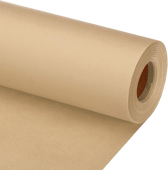 PATIKIL Wrapping Paper, 15"x800"(66') Bulletin Board Paper Roll Kraft Paper Roll Construction 80GSM for Shipping Packing Gift Wrapping Craft Flower Bouquet Christmas, Brown