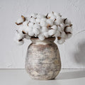 SIDUCAL Ceramic Rustic Vase, Whitewashed Terra Cotta Vase, Distressed Farmhouse Décor, Pottery Decorative Flower for Home Decor, Table, Living Room Decor, Shelf, Mantel, 7.3 Inch, Terra