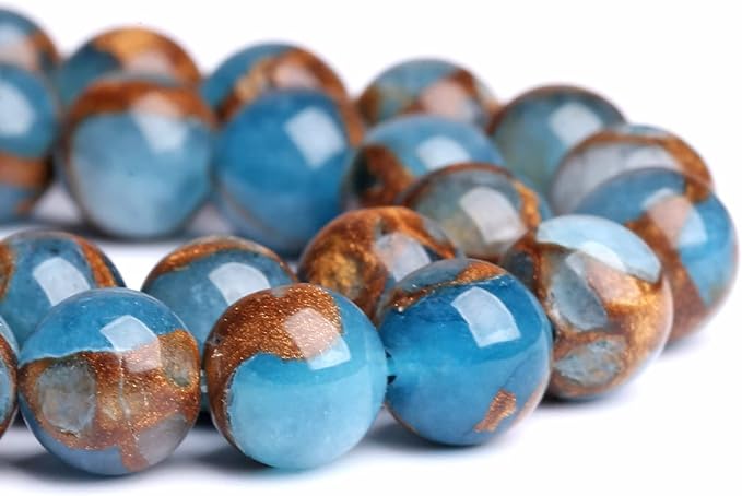 120PCS 6MM Lake Blue Cloisonne Craft Spacer Loose Beads for Jewelry Making DIY Bracelet