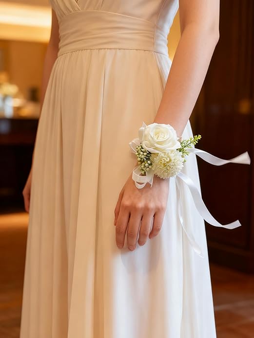 Rose Wrist Corsage Wristlet Band Bracelet Wedding Wrist Corsage Artificial Flowers Bracelet Homecoming Prom Corsages Wristlet for Women Bride Bridesmaid Wedding Prom Anniversary