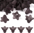 Crafans 50Pcs Acrylic Trumpet Flower Beads Caps Frosted Flower Charms Bell Floral Pendants Floral Spacer Beads End Caps for Angel Wing Charms Jewelry Making Supplies Prussian Blue 17.5x12x1.5mm