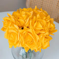 Artificial Roses Single Stem 10pcs Fake Silk Flower Arrangement Bouquet Real Touch for Home Party Wedding Decoration(Orange Yellow)