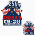 HANDICHI Design 5-Pack 4 Inch USA 250th Anniversary Stickers, Waterproof Patriotic Vinyl Decals with American Flag (1776–2026)