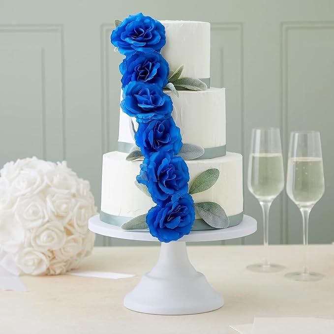 Bright Creations Blue Roses Artificial Flowers - Set of 50 3 in Stemless Silk Roses - Royal Blue Reusable Water-Resistant Faux Bouquet Decor for Wedding & Home