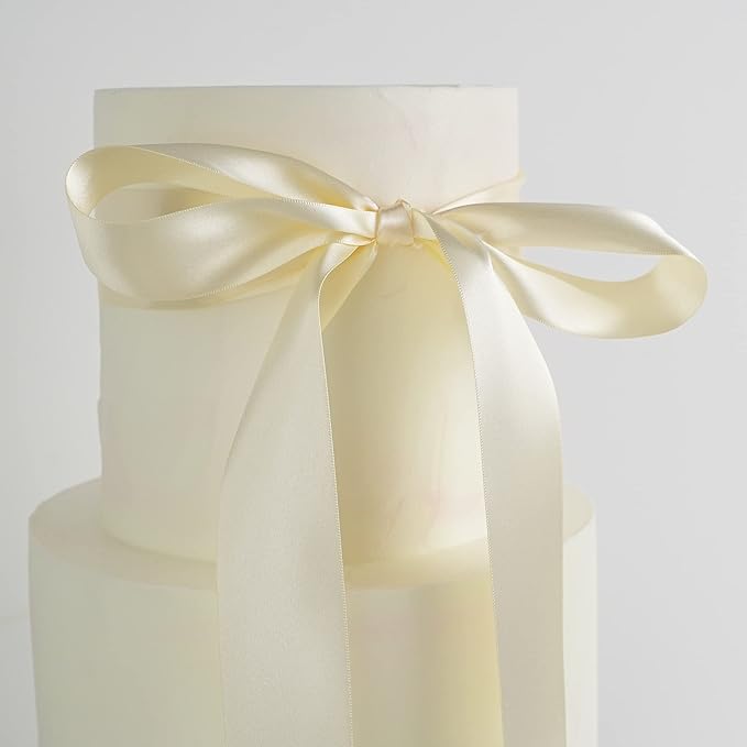 MEEDEE Ivory Satin Ribbon 1-1/2 Inch Ivory Ribbon Lux Double Faced Satin Ribbons by 50 Yards Beige Polyester Satin Ribbons for Crafts, Weddings, Flower Bouquet, Holiday Decorating