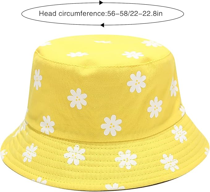 XYIYI Cute Bucket Hat Beach Fisherman Hats for Women, Reversible Double-Side-Wear