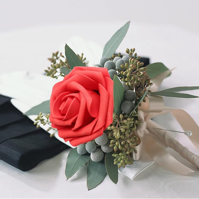 Artificial Roses Flowers 50pcs Real Looking Foam Fake Roses with Stems for DIY Wedding Bouquets Bridal Shower Centerpieces Party Decorations (50, Red)
