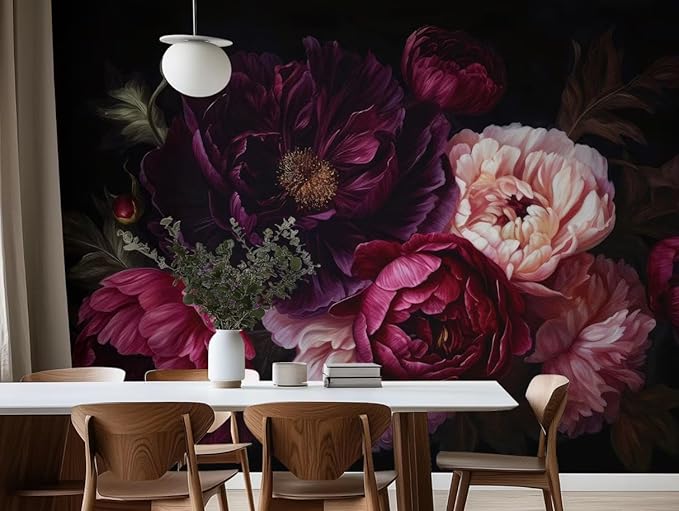 Wall Mural Peel and Stick Vintage Floral Mural- Thick Canvas Waterproof Wallpaper Art for Living Room Bedroom, Large Self-Adhesive Decor (Color-9, 118×82 inch)
