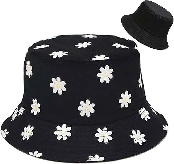 Malaxlx Unisex Bucket Hat Beach Sun Hat Aesthetic Fishing Hat for Men Women Teens, Reversible Double-Side-Wear