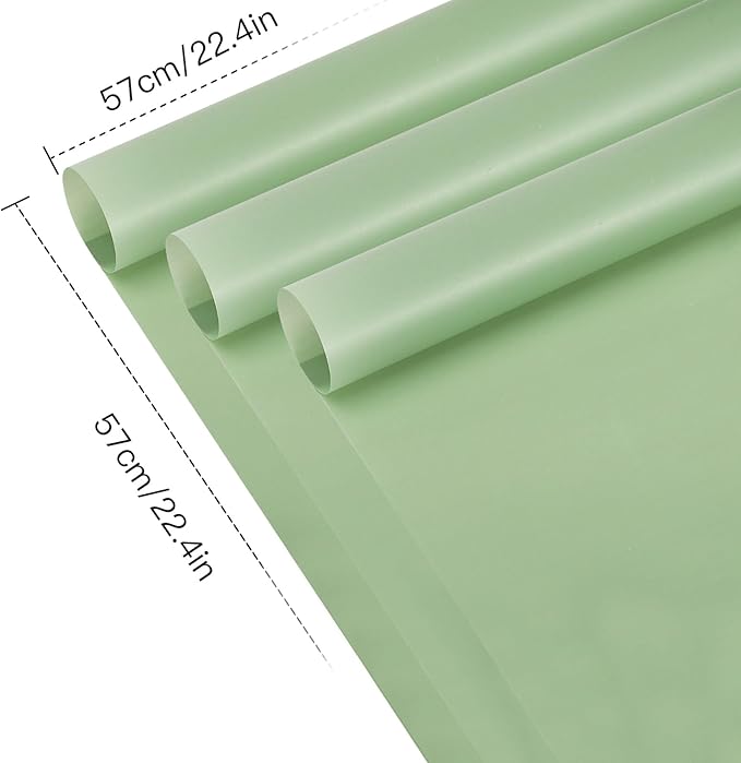 WRAPAHOLIC 20 Sheets Flower Wrapping Paper - 22.4 x 22.4 inch Pure Light Green Water-Resistant Floral Bouquet Wrapping Paper, Florist Supplies Packaging for Wedding Birthday Gift DIY