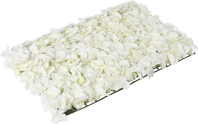 CNCEST 20Pcs Flower Panels,15.7"x 23.6" Artificial Flower Wall Panel, Milky-White Flower Backdrop Wall for Home Party Wedding Christmas Festival Photo Backdrop Decor (Milky White-40x60cm)
