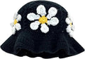 Crochet Bucket Hat for Women Flower Knit Hat Hollow Out Foldable Cap Hats