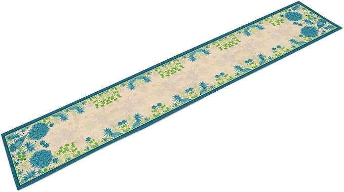 Vintage Floral Table Runner, Elegant Blue Flowers Nature Design Table Runner for Kitchen Dining Holiday Party Home Decoration, 13x120 Inch