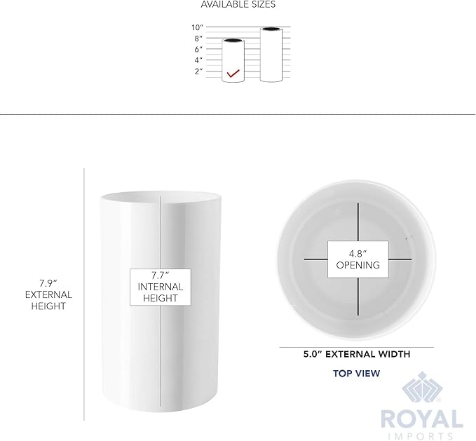 Royal Imports Flower Acrylic Vases Cylinders - Decorative Centerpiece Display for Home or Wedding - Non Breakable Plastic, 5X8 - White