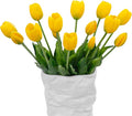 15 Pcs Yellow Artificial Flowers Tulips Real Touch Latex Plastic Soft Faux Bouquets for Party, Wedding, Home, Room, Garden Decor