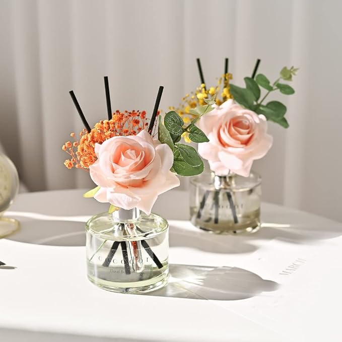 COCODOR Rose Flower Reed Diffuser/April Breeze/6.7oz(200ml)/1 Pack/Reed Diffuser, Reed Diffuser Set, Oil Diffuser & Reed Diffuser Sticks, Home Decor & Office Decor, Fragrance and Gifts