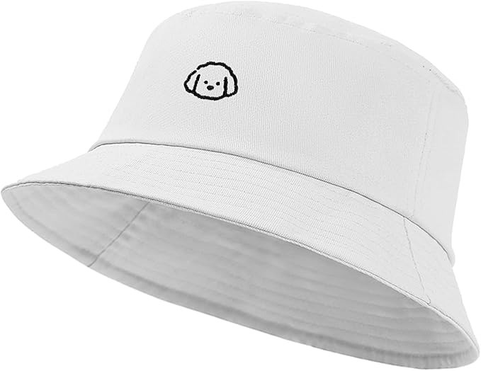 Fashion Embroidered Bucket Hat Cotton Summer Beach Sun Hat for Women Men Teen