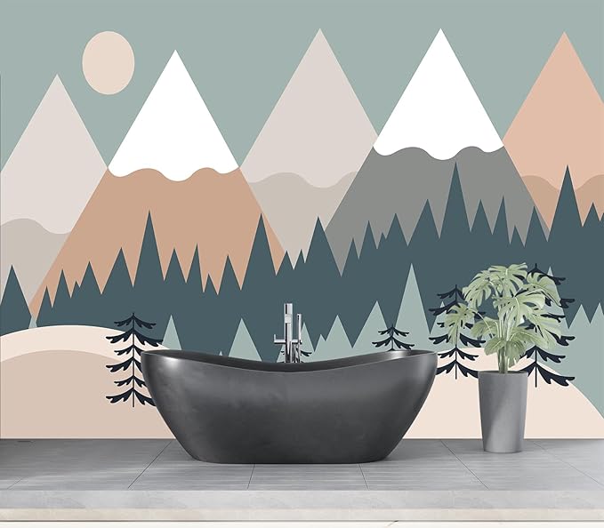 Eierme-Baby Mural Photo Wallpapers with Mountains Sun Trees Peel and Stick 137" x 102"