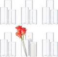 18 Pcs Cylinder Vases Set for Centerpieces, 6/8/10 Inch Tall Clear Glass Vase, Hurricane Floating Candle Holder for Wedding Table Decor, 2.5''/2.7''/3.3''' Diameter (3.3'' X 5.9'',7.9'',9.8'')