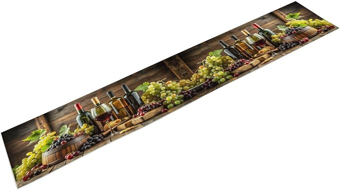 Red Wine Themed Vintage Table Runner, Kitchen Dining Table Farmhouse Decoration for Home Party Decor 13x108 in