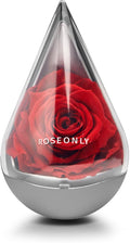 Preserved Rose with Water-Drop Shape, Eternal Flowers Gifts for Women Girlfriend Wife Mothers Real Roses Presents for Her Valentine's Day Christmas Birthday Mother's Day Anniversary (Red)