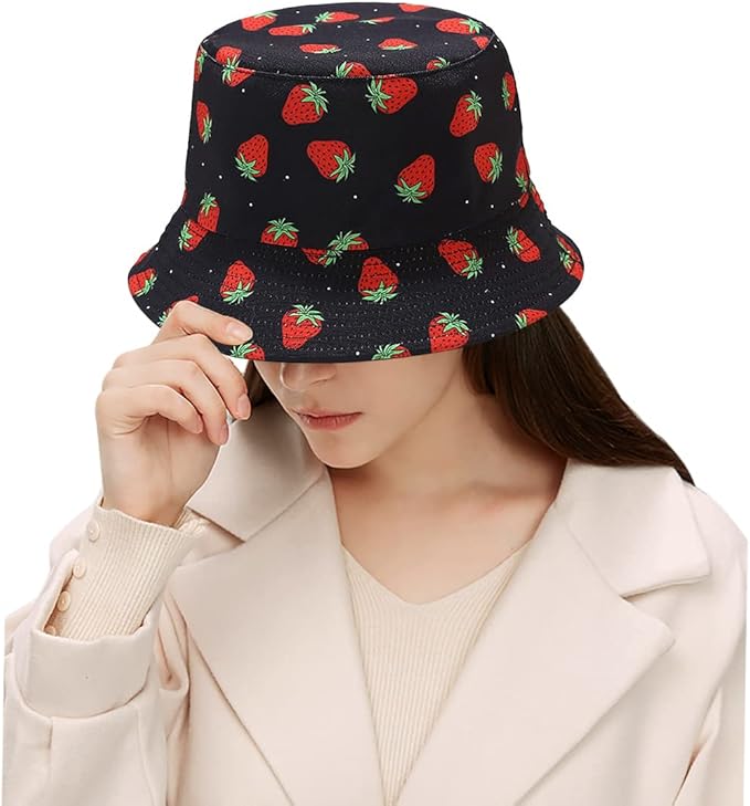 Malaxlx Unisex Bucket Hat Beach Sun Hat Aesthetic Fishing Hat for Men Women Teens, Reversible Double-Side-Wear