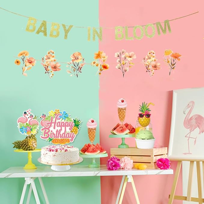 JENSENLIN Baby in Bloom Banner Kit, Wildflower Theme Baby Shower Decorations, Floral Party Banner with Autumn Colors,for Boy Girl Birthday Decorations.