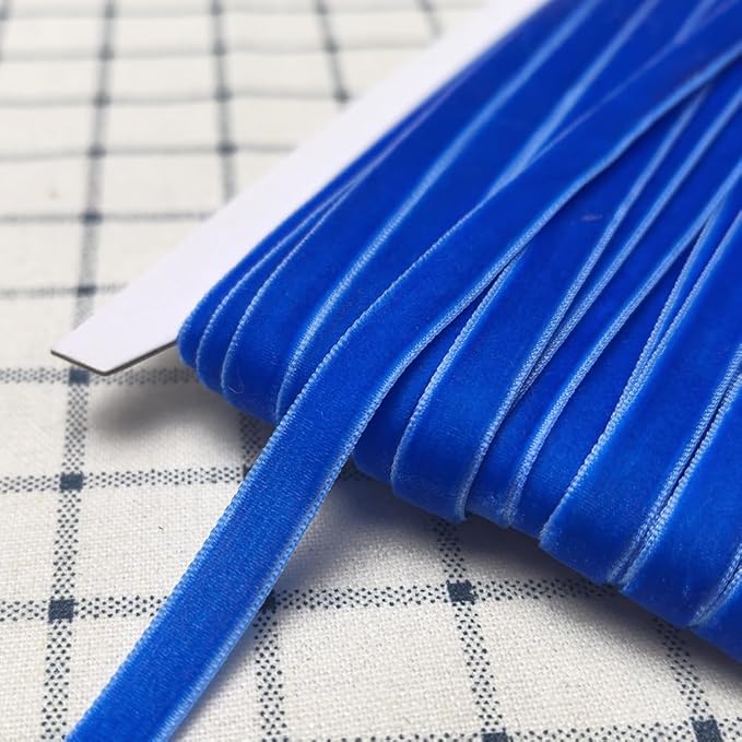 Chenkou Craft Blue 25 Yards 3/8" Velvet Ribbon Lots Bulk (Blue, 3/8"(10mm))