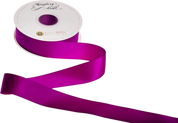 Humphrey's Craft 1-1/2 Inch Double Faced Satin Ribbon - 50 Yards, Violet Purple Thick Satin Ribbon for Crafts, Gift Wrapping, Decoration Christmas Tree, Bridal Bouquet,Wedding,DIY Bows,Sewing Hat.