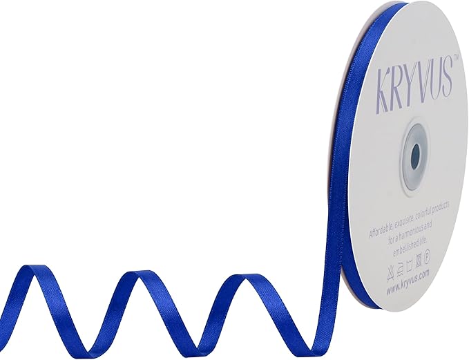 Royal Blue Satin Ribbon, Double Faced 1/4 Inch X 50 Yards Royal Blue Ribbon, Premium Satin Ribbon for Gift Wrapping, Crafts, Hair Bow Making, Sewing, Flower Bouquet, Wedding Party Decor