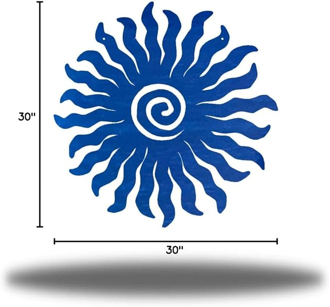 Riverside Designs Sunburst Metal Wall Art Steel Outdoor Decor - Heavy-Duty and Waterproof - Made in USA (30", Blue)