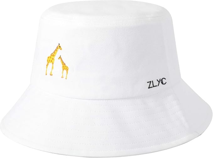 ZLYC Unisex Fashion Embroidered Bucket Hat Summer Fisherman Cap for Men Women